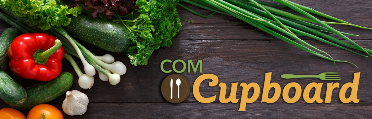 Fresh produce and text that reads COM Cupboard