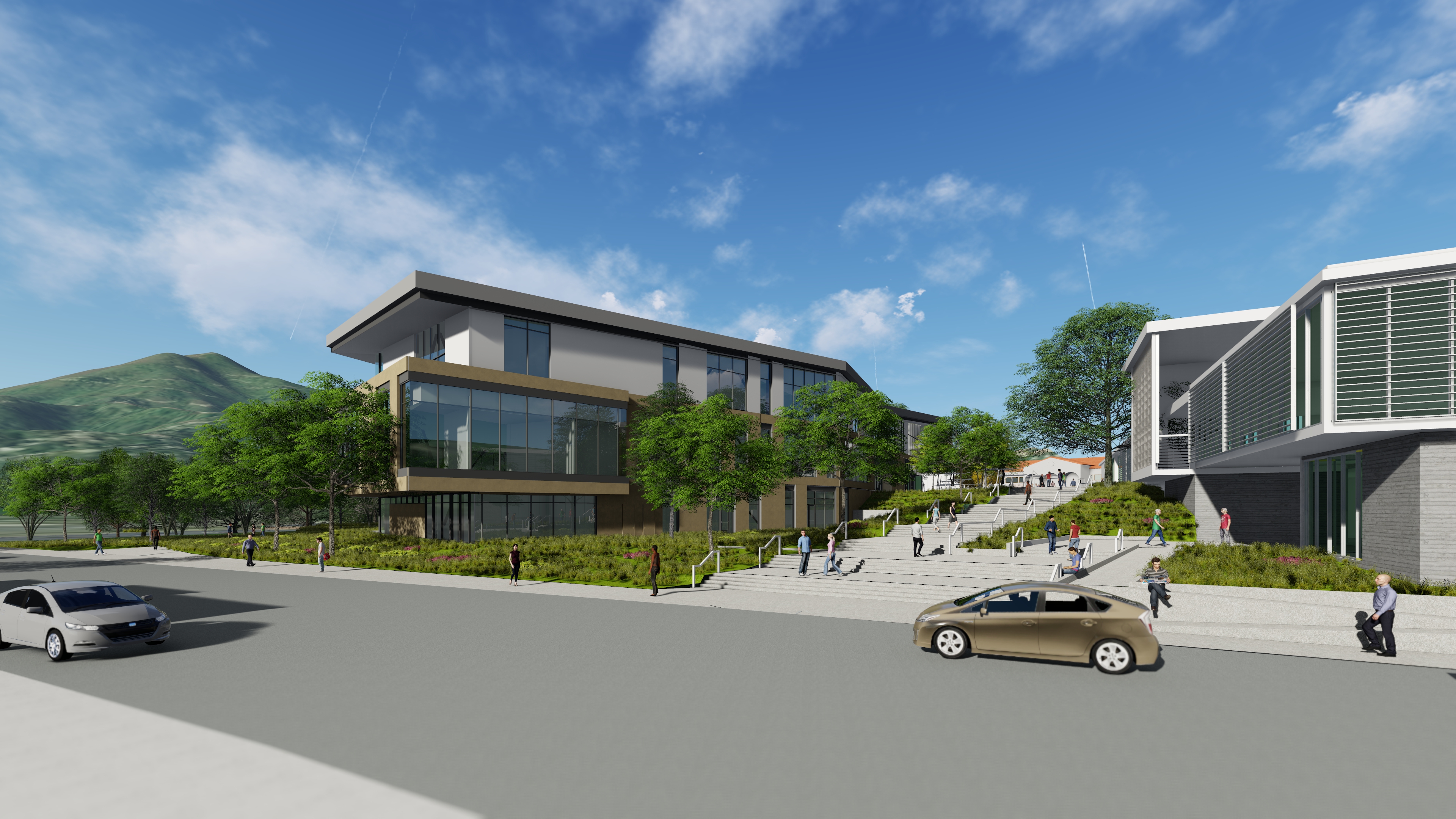 Rendering of the Center for Student Success from College Avenue