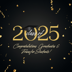Black and gold confetti background with graduation cap 